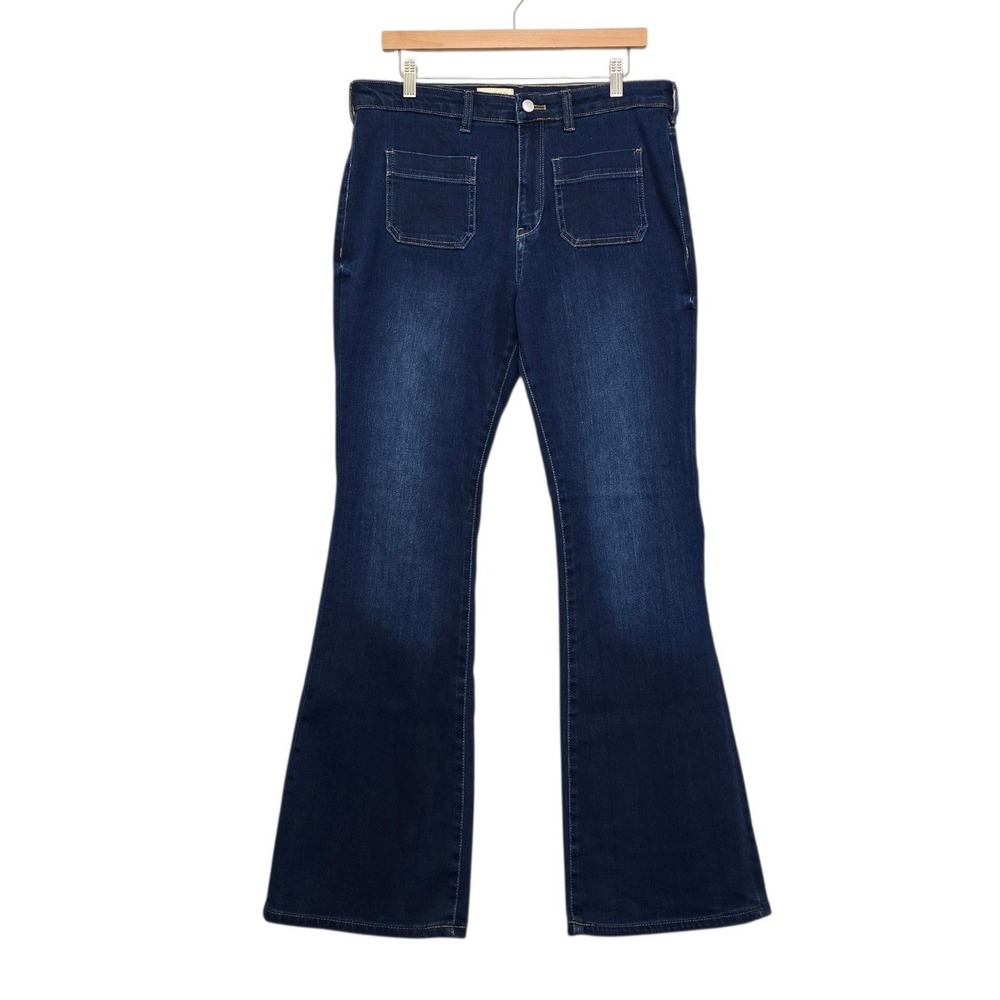 Pilcro Anthropologie High Rise Patch Pocket Flare Jeans Dark Wash Size 31